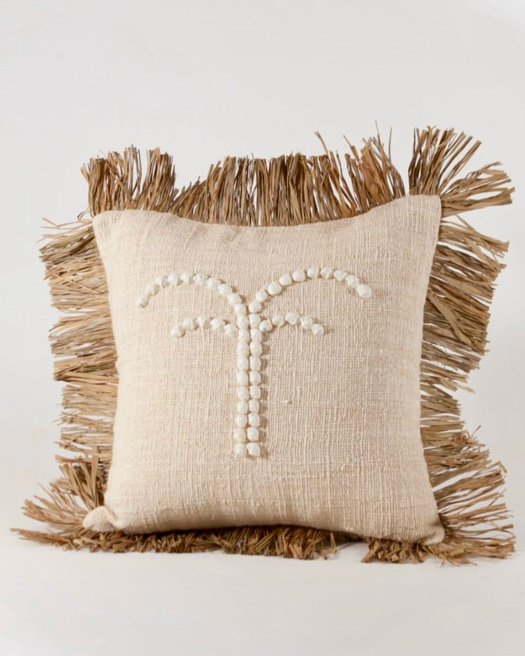 ALMOHADON PALMERA - LINO Y CARACOLES BORA BORA III 45 x 45