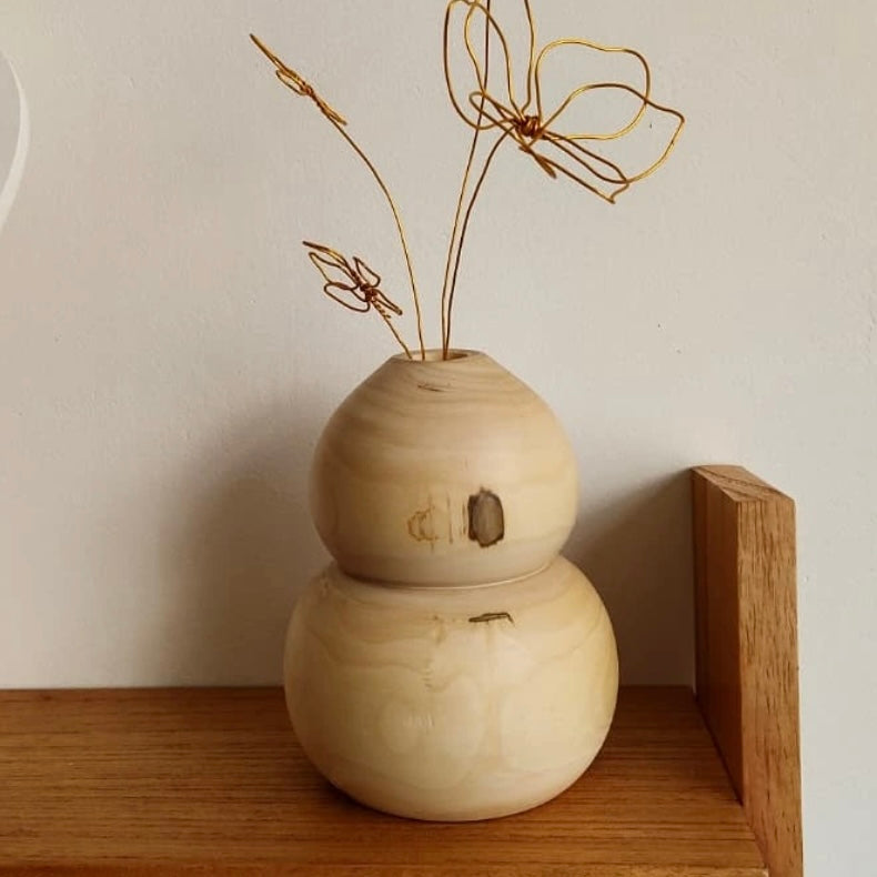 JARRÓN DE MADERA ARTESANAL DOBLE DEGRADÉ BOHO