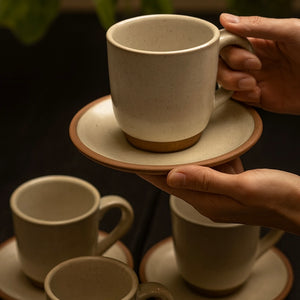 SET DE TAZAS DE CERÁMICA ARTESANAL - CREMA