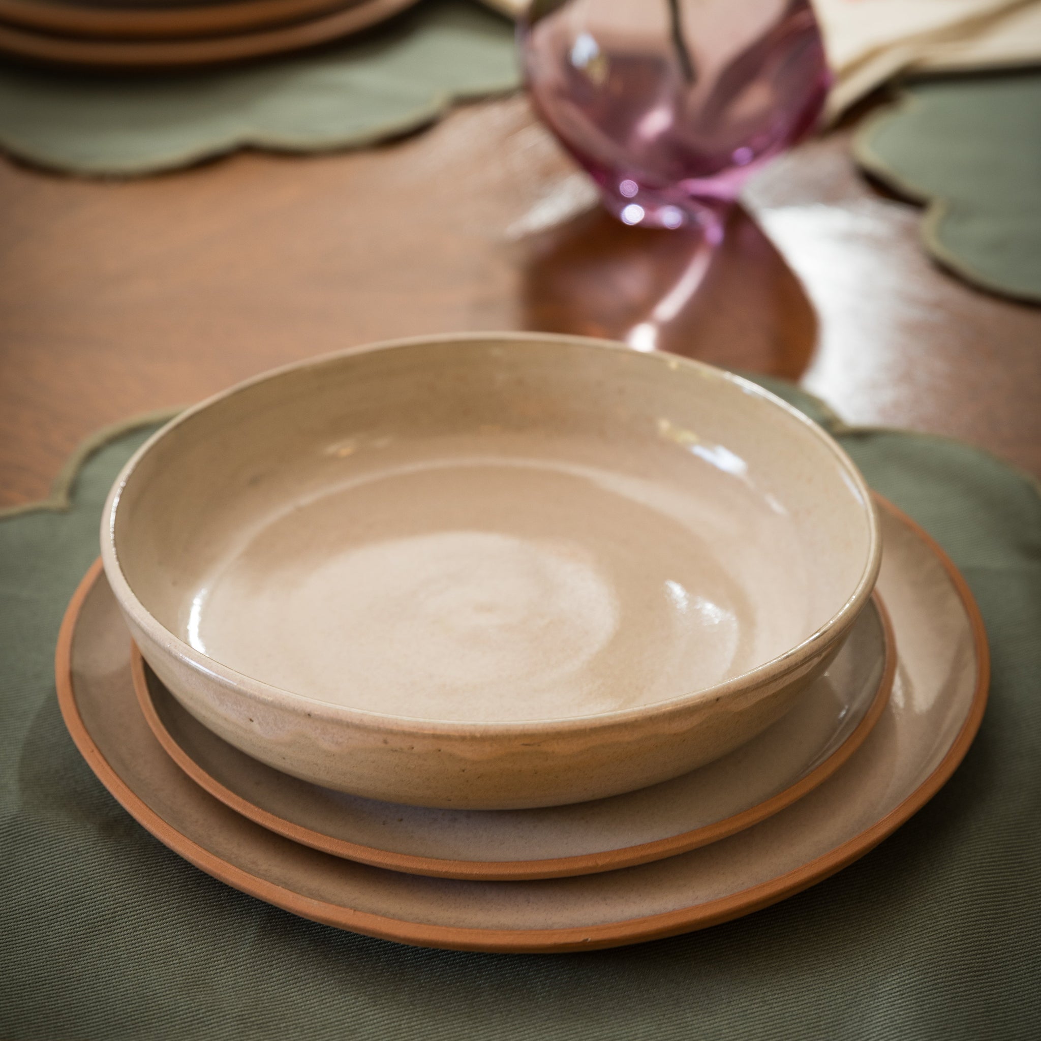 INDIVIDUAL REDONDO FLOR - VERDE MUSGO