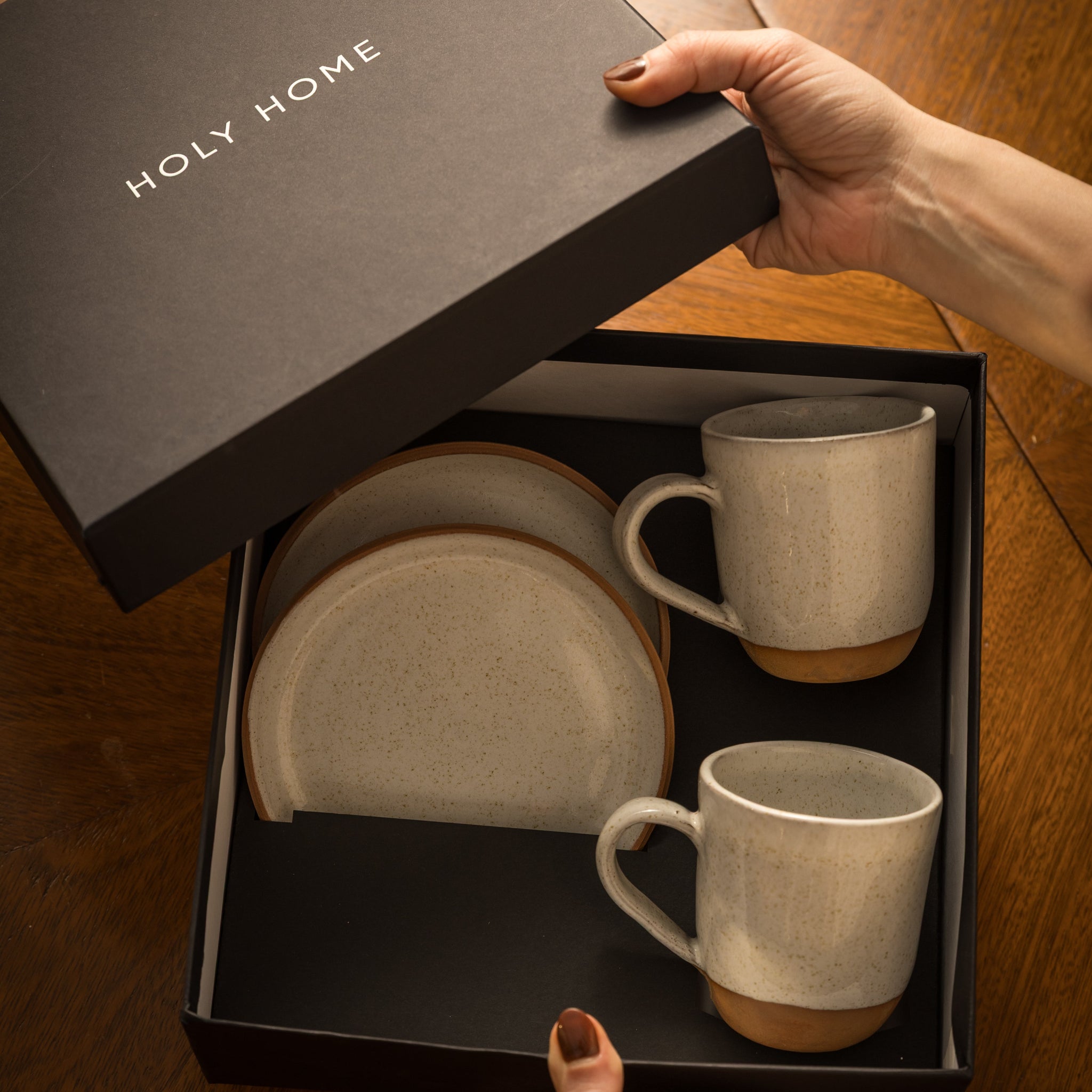 CAJA PREMIUM DE DE 2 TAZAS CAFÉ CON LECHE DE CERÁMICA ARTESANAL