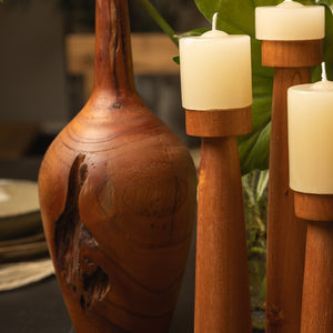JARRÓN DE MADERA CEDRO ARTESANAL