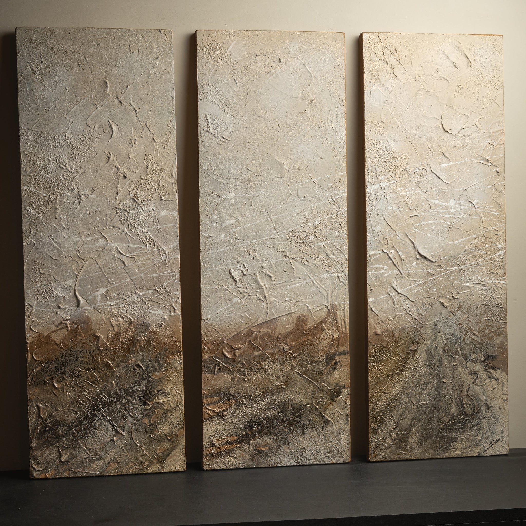 OBRA TRÍPTICO TEXTURIZADO - PAISAJE ROCOSO