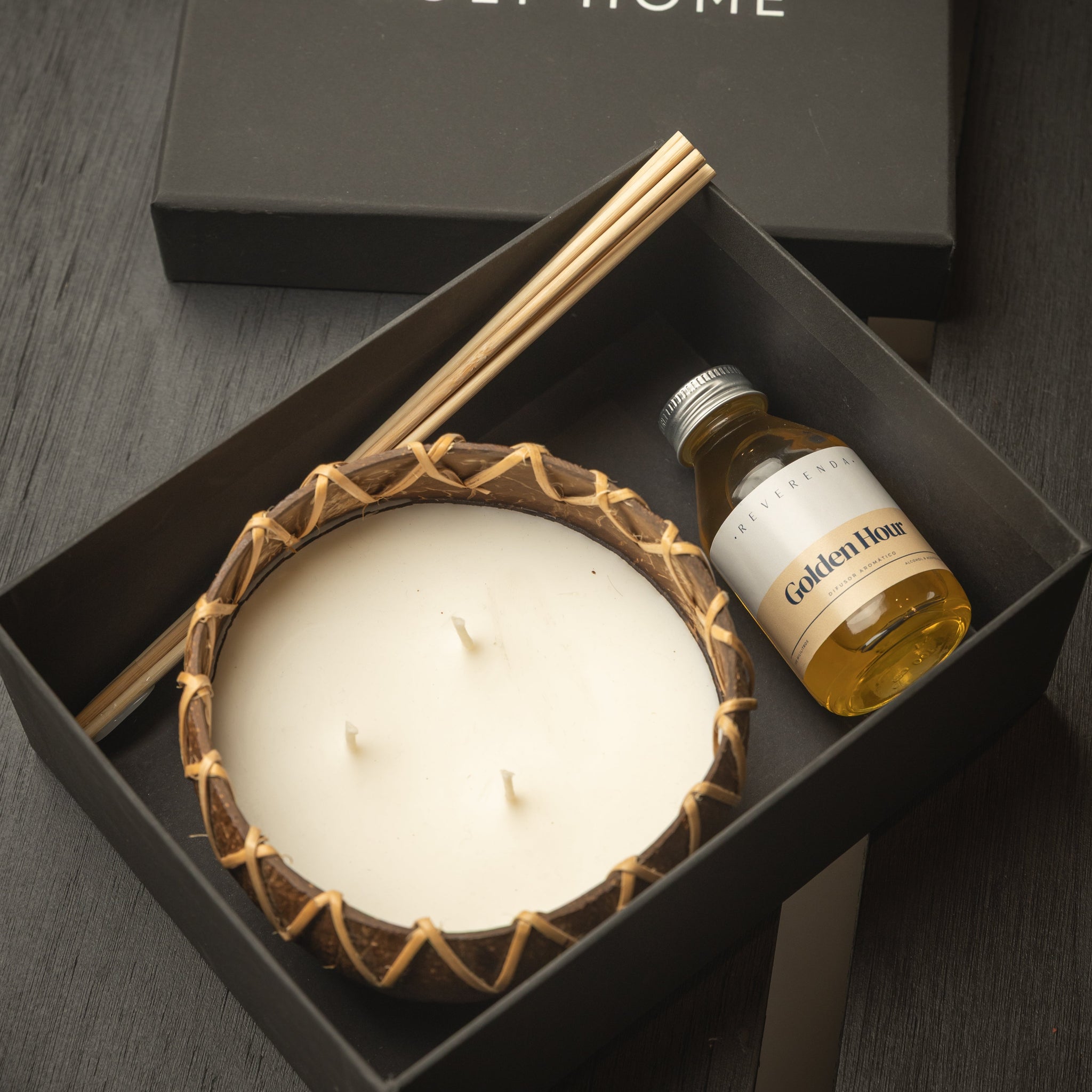 CAJA VELA COCO NATURAL + DIFUSOR 100 ML
