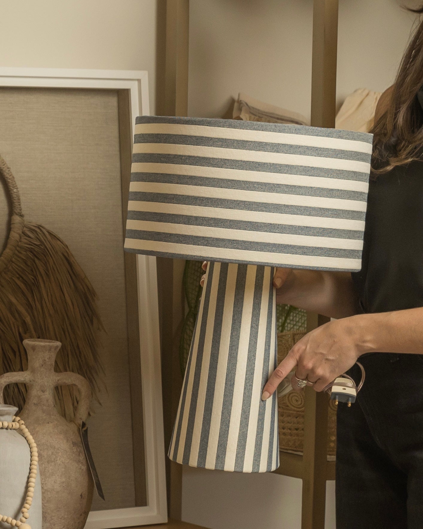 LÁMPARA VELADOR RAYAS NAVY